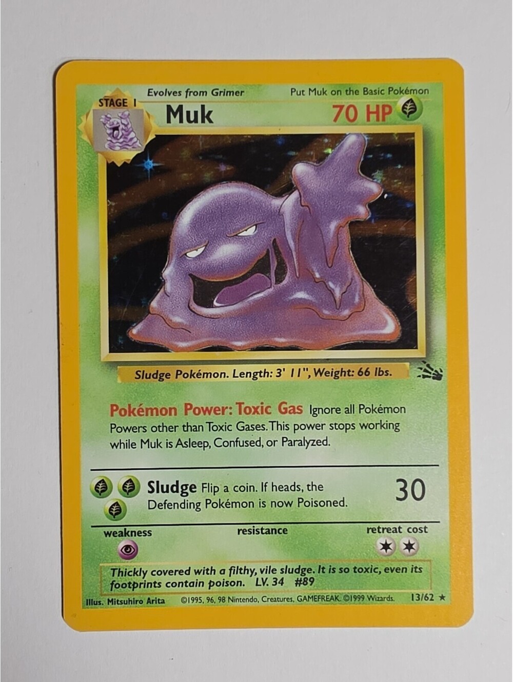 MUK 13/62 Rare Fossil Unlimited Holo Pokemon